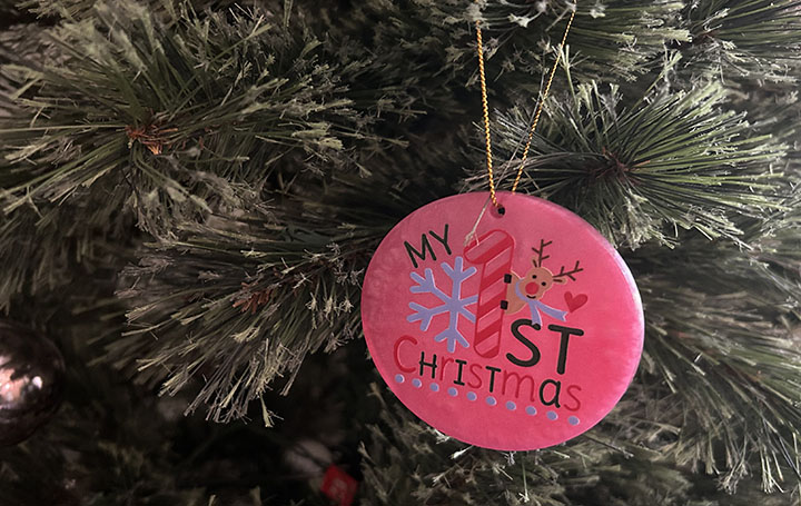 pink baby's 1st Christmas
